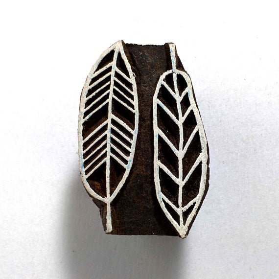 Twin Leaves Wooden Block Printing Stamp