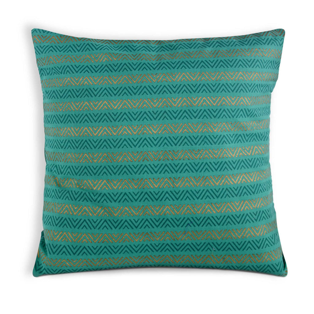 Sea Green and Gold Cotton Cushion Cover