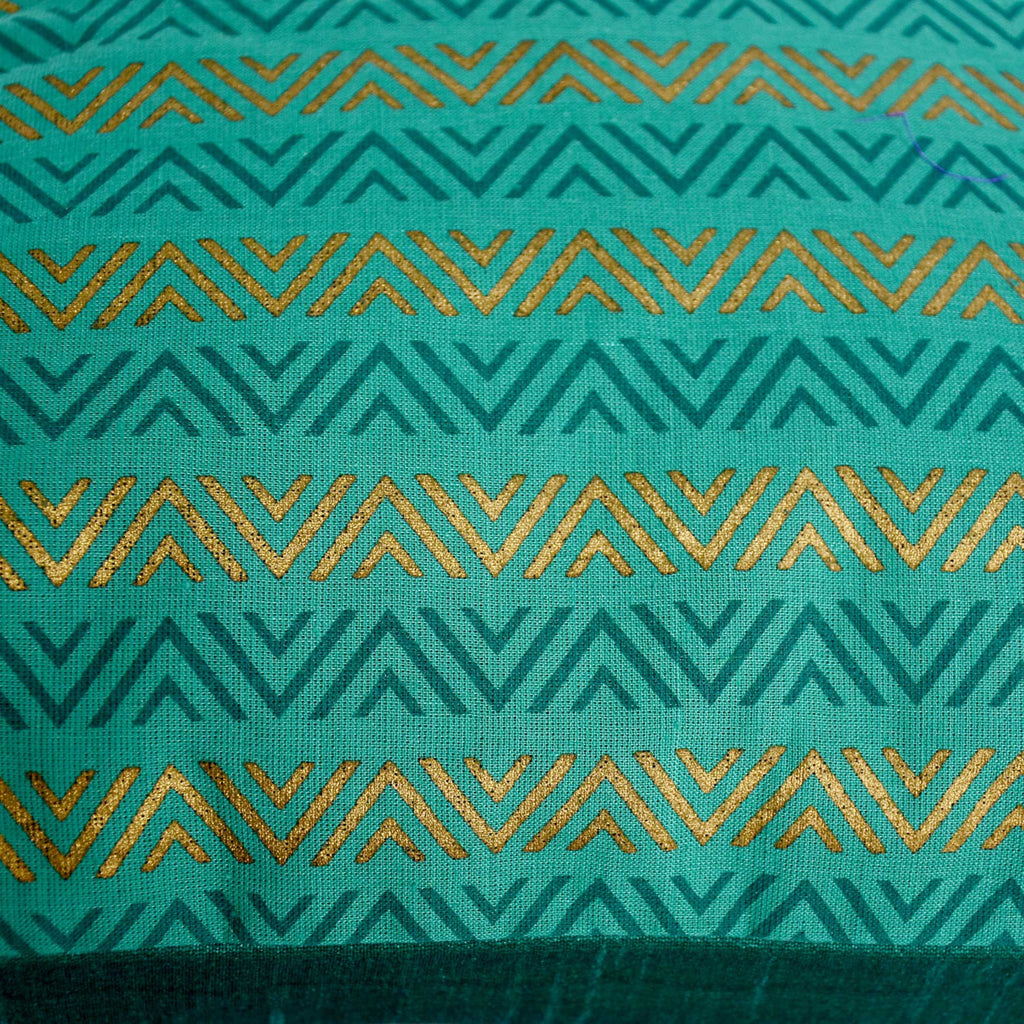 Sea Green and Gold Cotton Cushion Cover