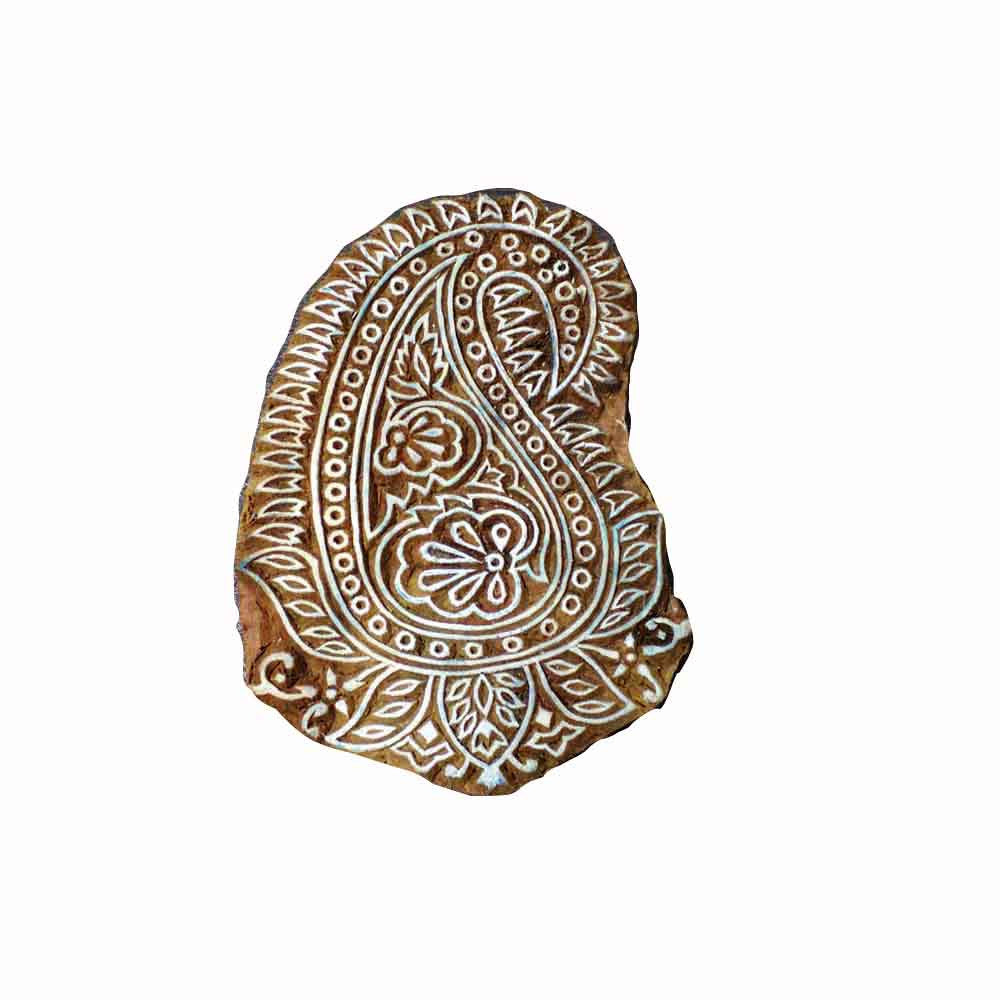 Intricate carving paisley wooden block buy online from India
