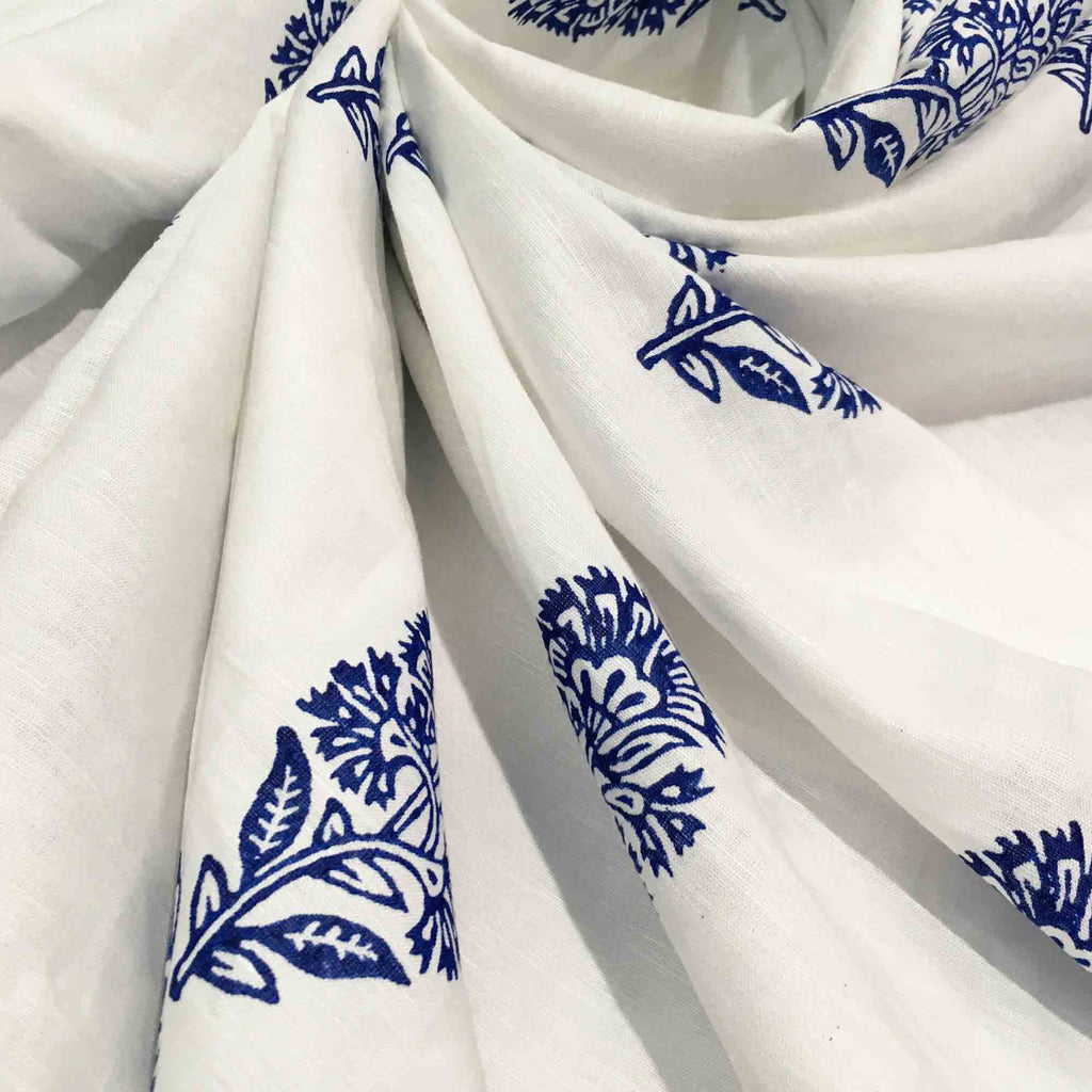 Hand Block Printed Linen Fabric Buy Online