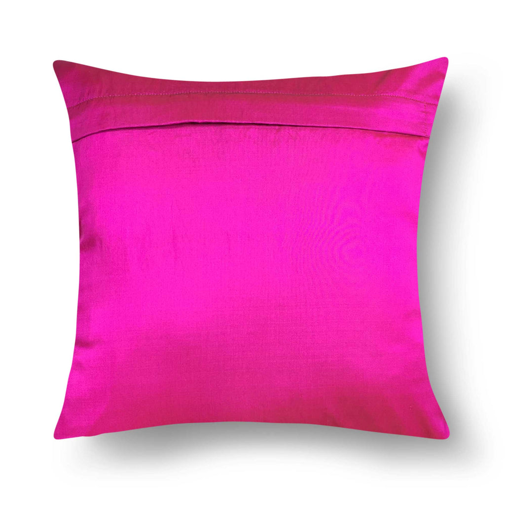 Magenta and Gold Banarasi Silk Decorative Pillow Cover Fair Trade Indian Products