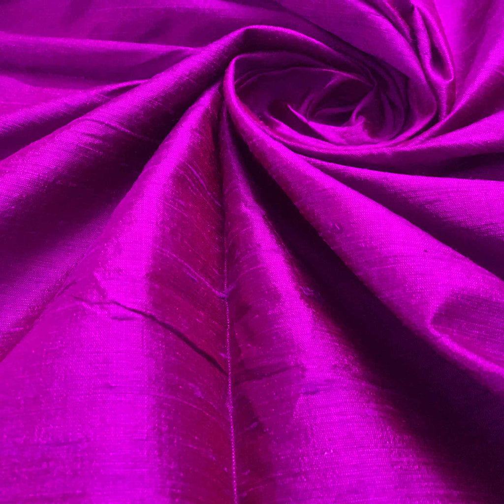 Hand Woven Dark Magenta Raw Silk Fabric