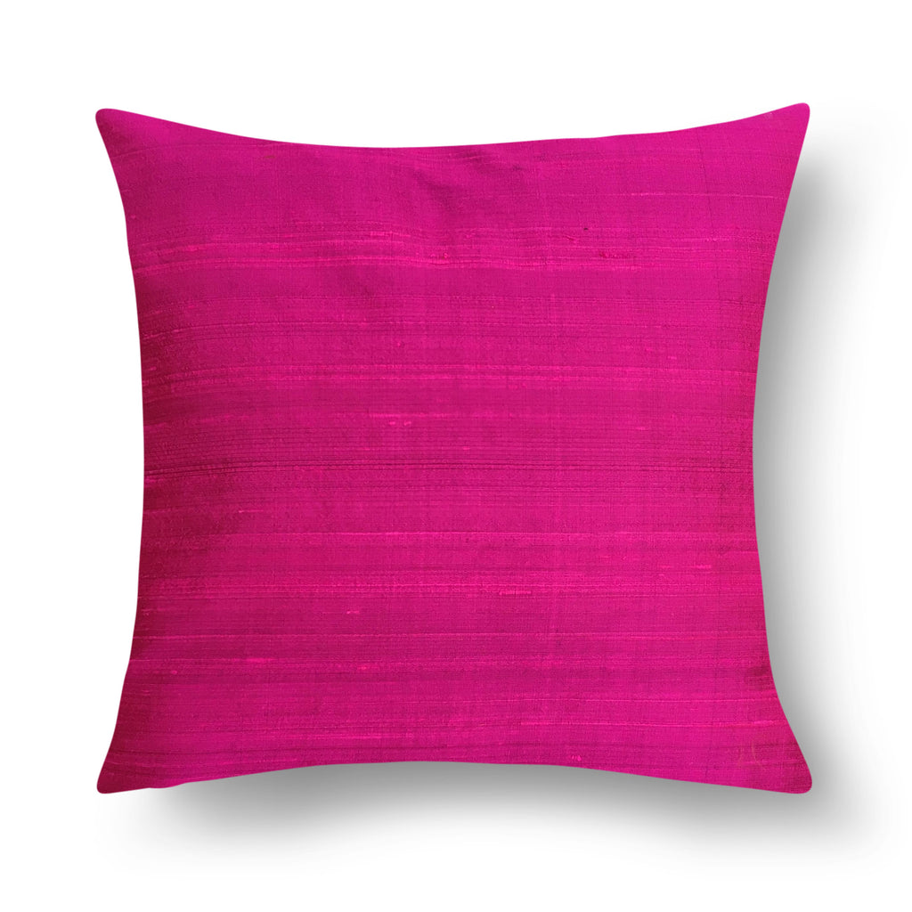 Magenta Solid Color Raw Silk Cushion Cover