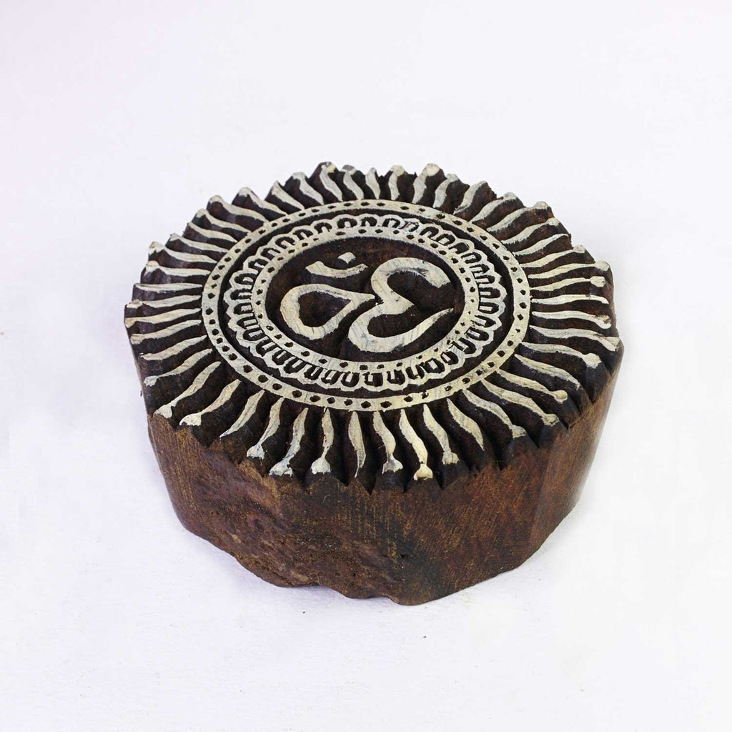 Om Wooden Block for Textile Paper and Clay Printing