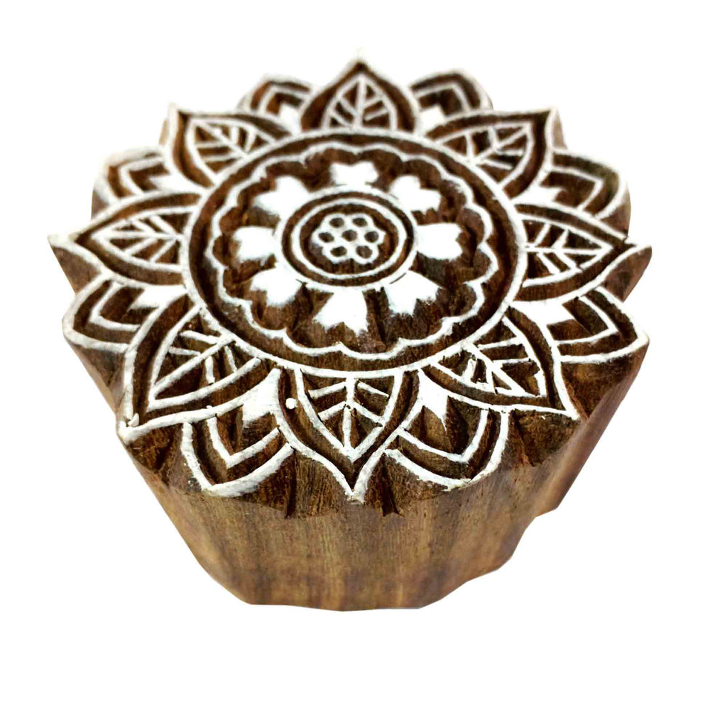 Mandala wood stamp for textile printing