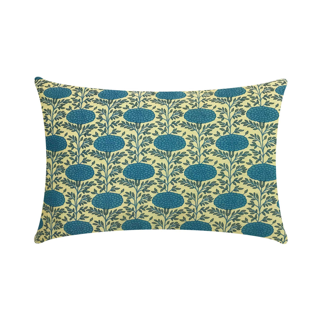 Sky Marigold Lumbar Silk Pillow Cover