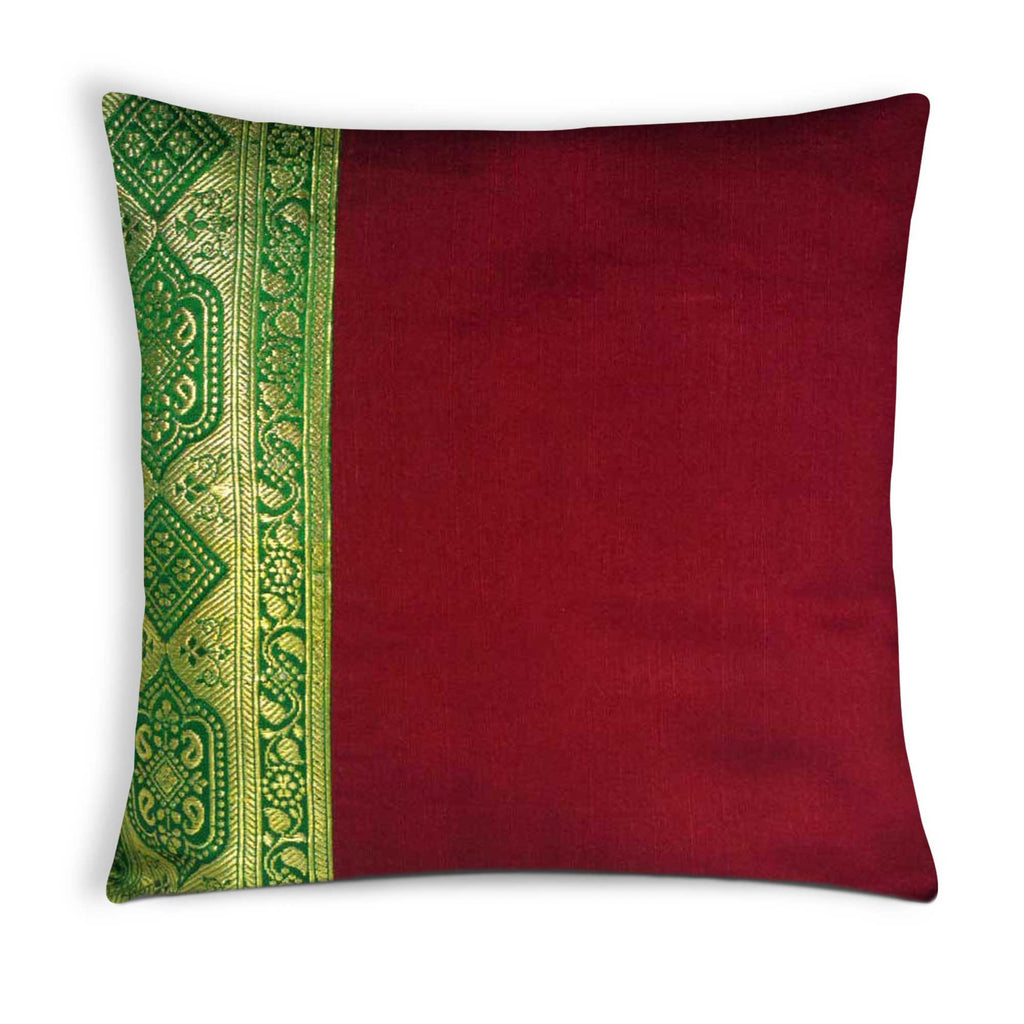 Red and Green Silk Pillow Cover Buy Online From DesiCrafts