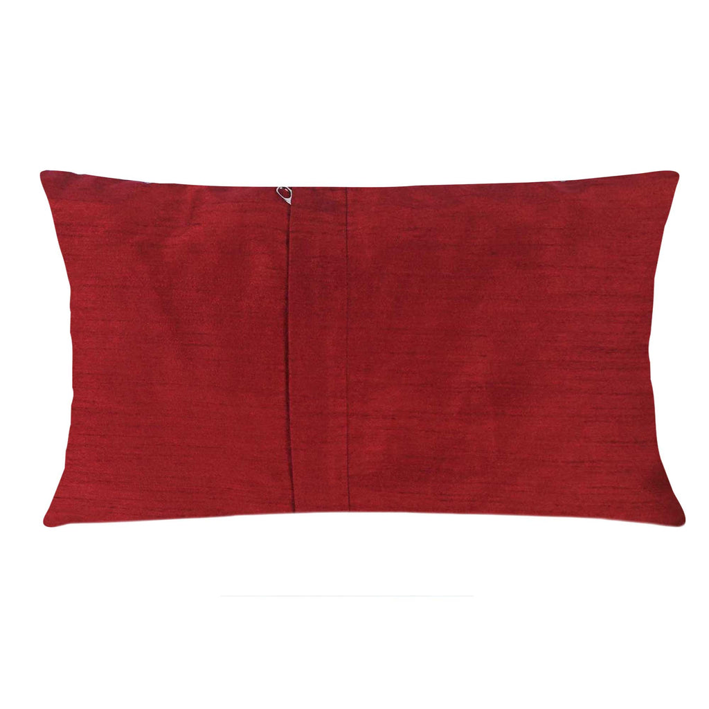 Maroon Teal and Yellow Raw Silk Pillow Cover Buy Online From India