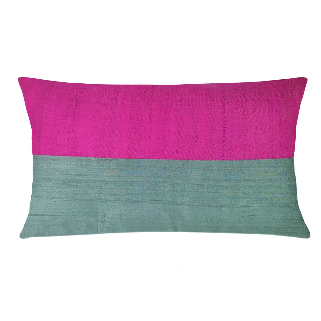 Mint plum tussar silk cushion cover buy online from DesiCrafts
