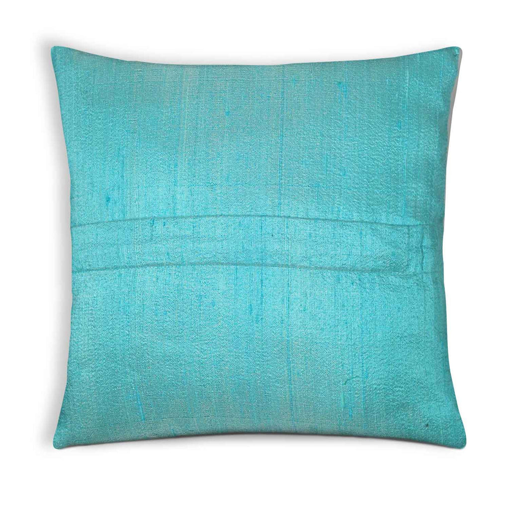 Zipper style raw silk pillow in Mint color