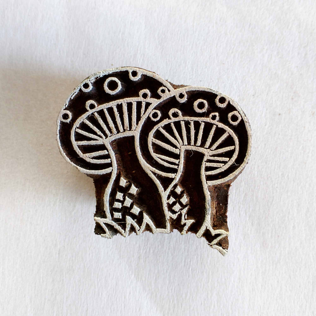 Kawaii Mushrooms Wooden Block Printing Stamp