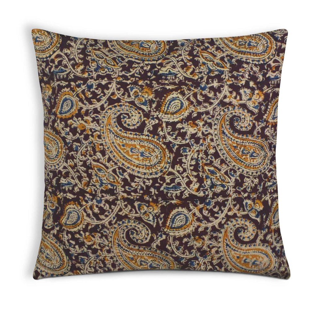 Mustard Kalamkari Cotton Pillow Cover Buy Online From DesiCrafts