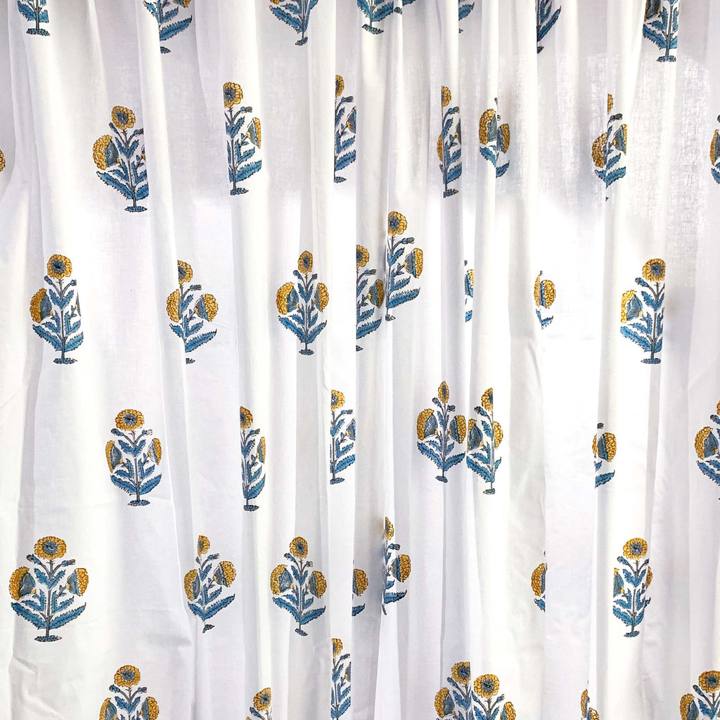 Mustard Floral Print Curtains
