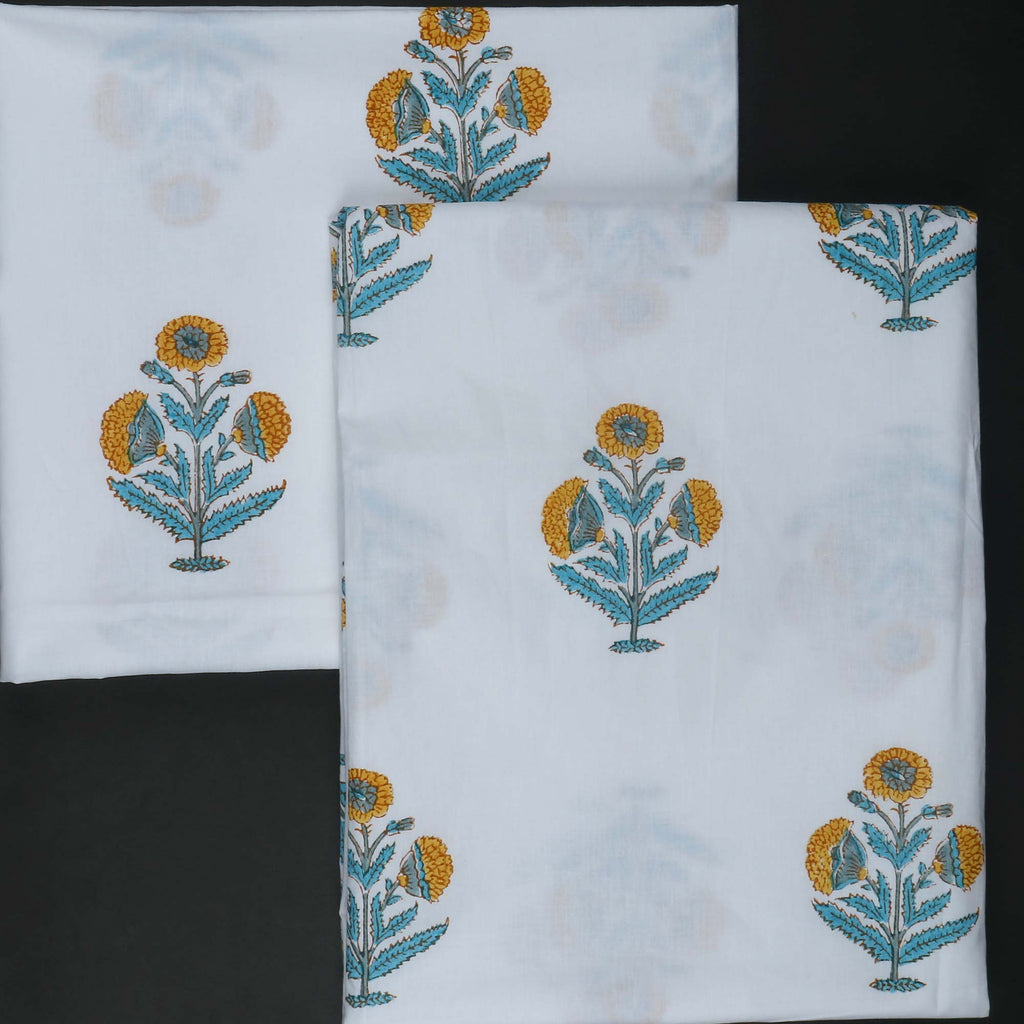 Marigold Print Cotton Curtain Set By DesiCrafts