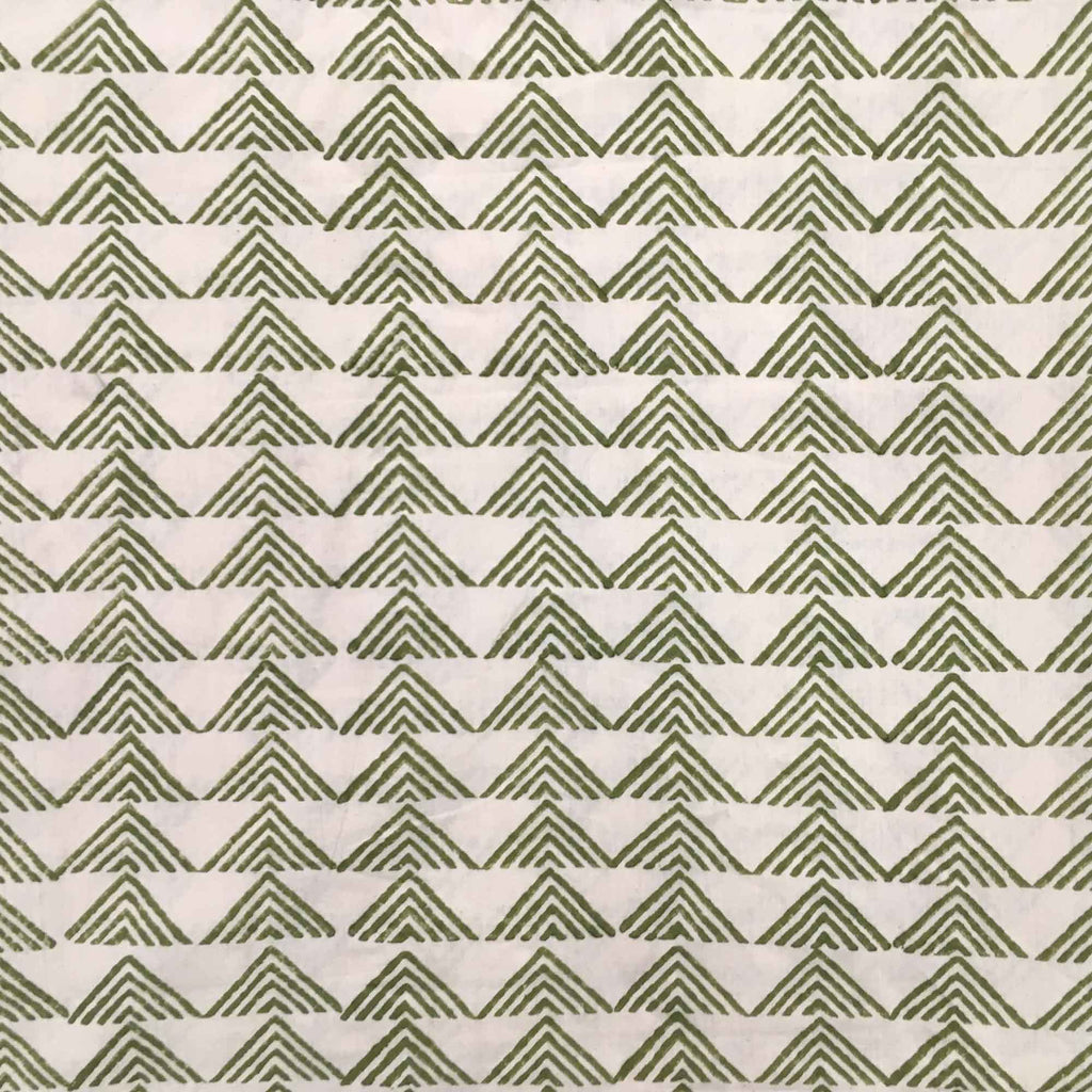 Olive and Beige Hand Block Printed Cotton Fabric Buy Online