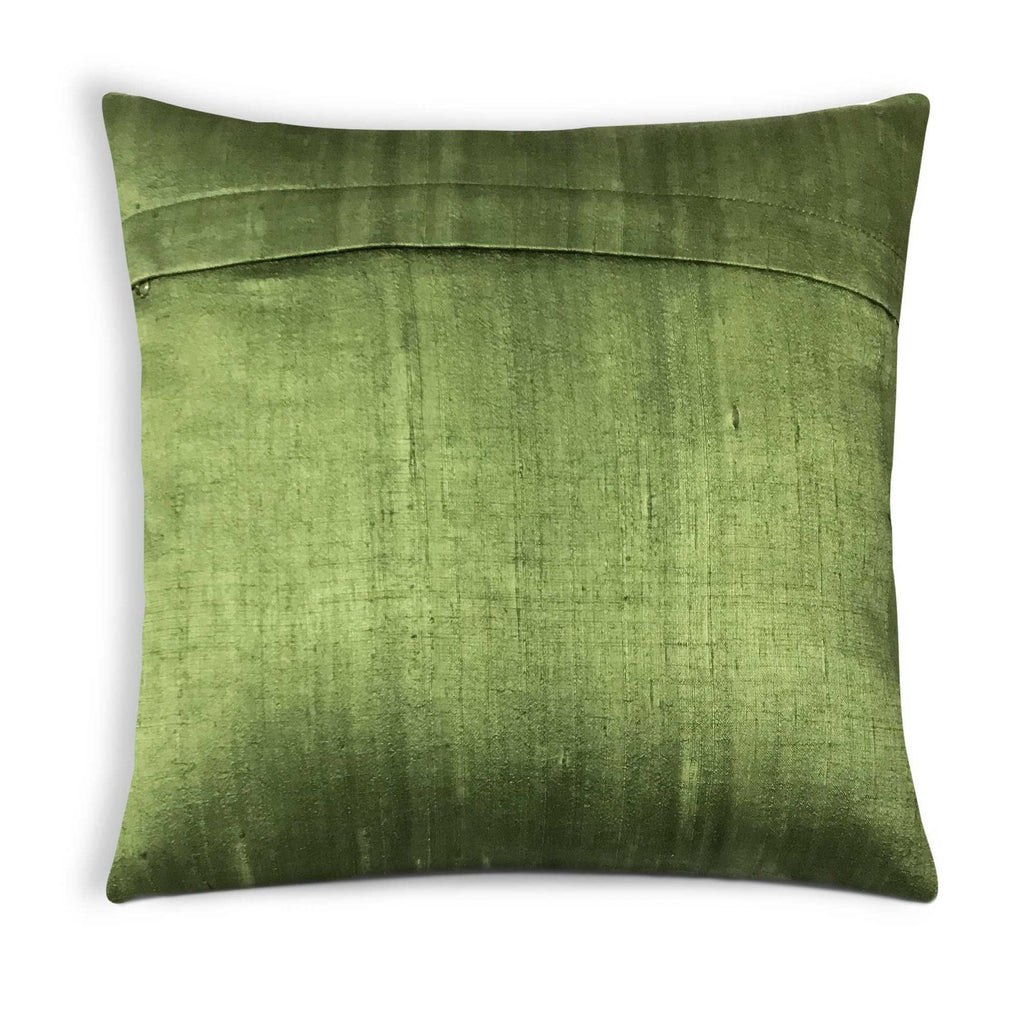 Olive raw silk pillow cover by DesiCrafts