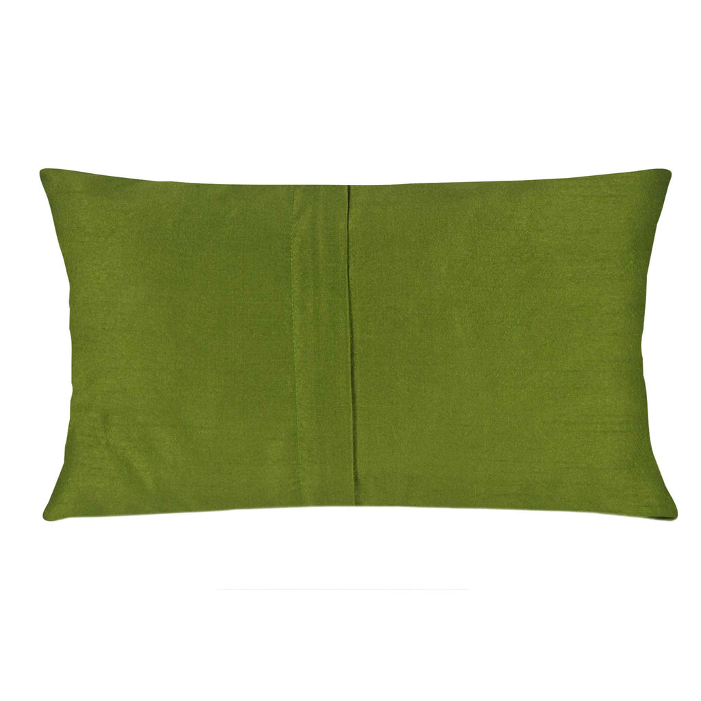 Olive and Gold Damask Raw Silk Lumber Pillow Cover Buy Online From India