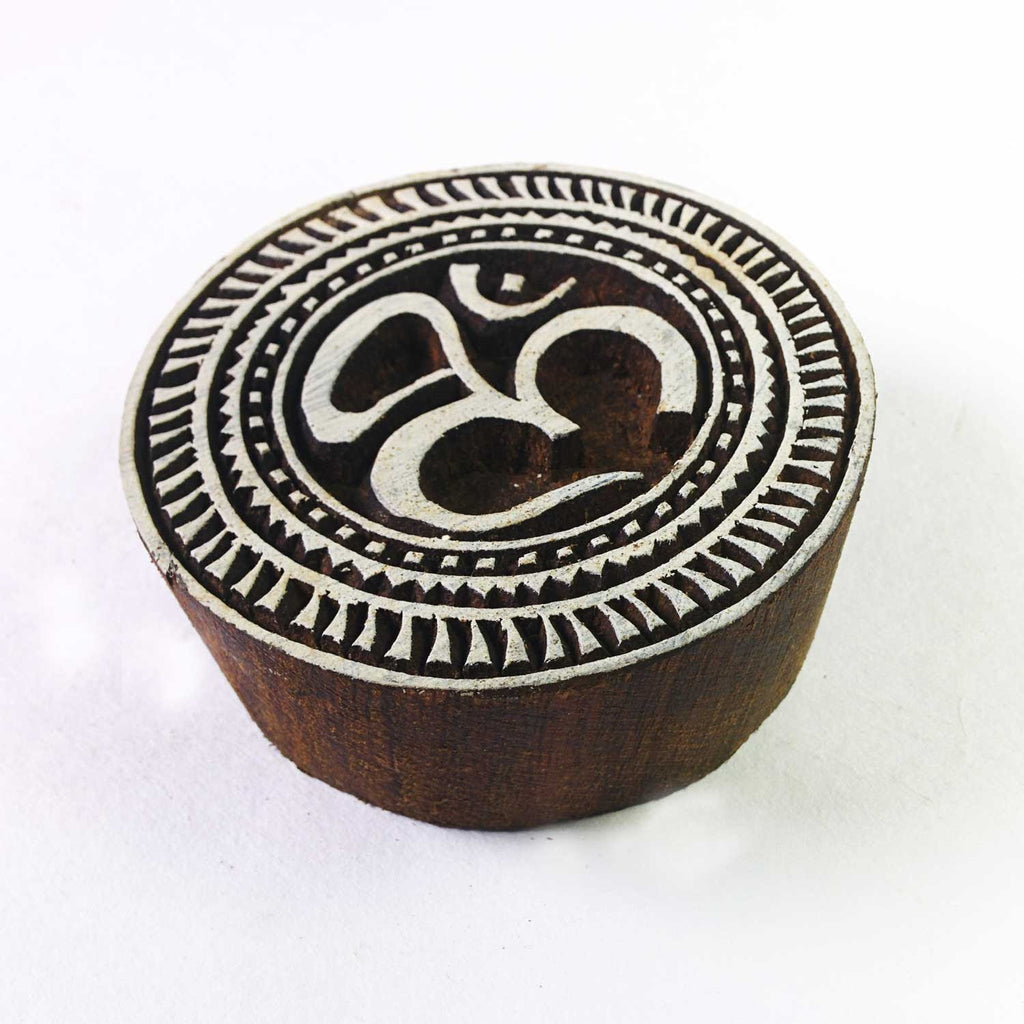 Om in Circle Wooden Stamp