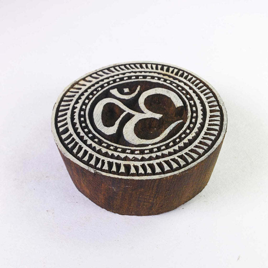 Om in Circle Wooden Stamp