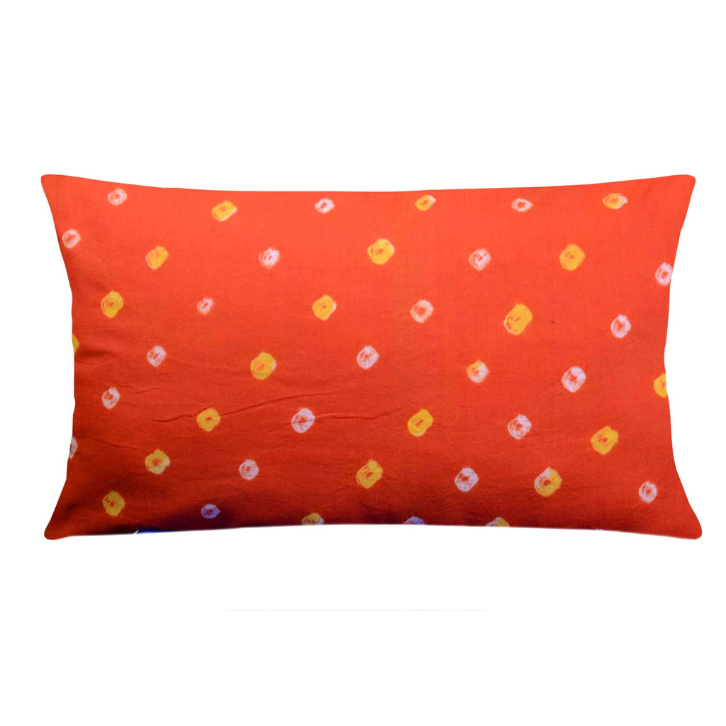 Orange Bandhani Lumbar Pillow Cover