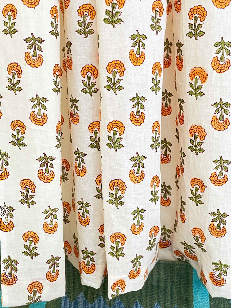 marigold floral cotton curtains