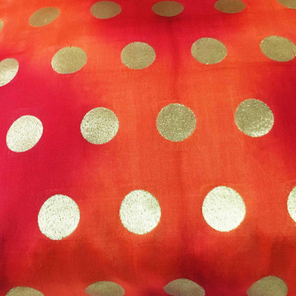 orange and gold polka dots silk pillow cover