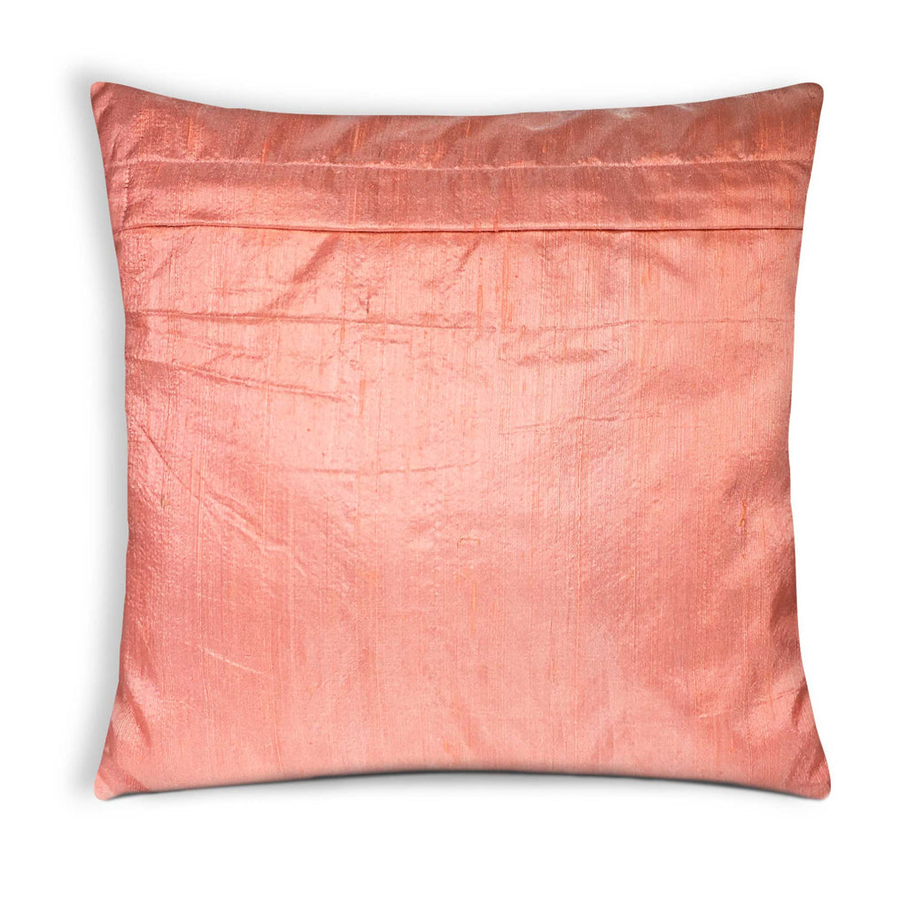 Handmade raw silk pillow cover in Peach