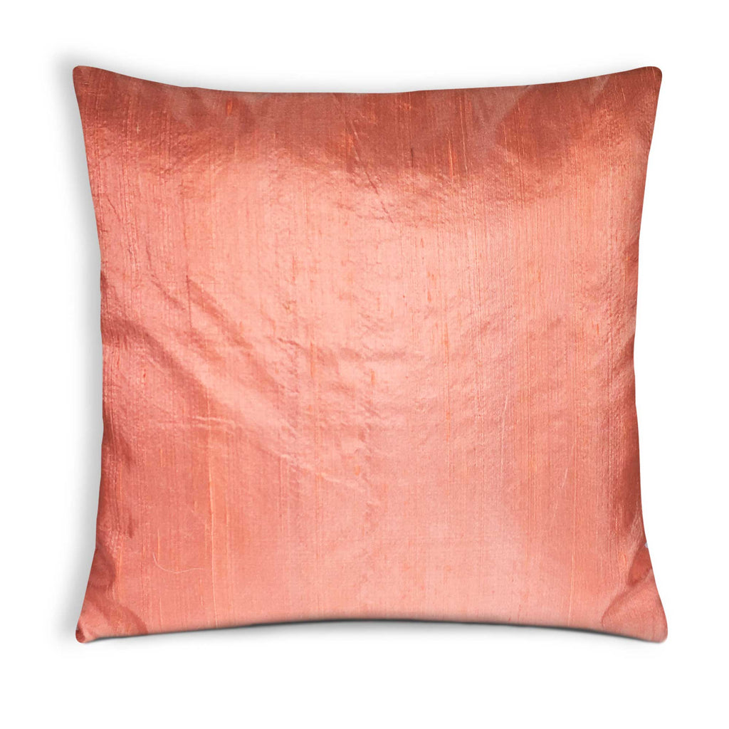 Peach Raw Silk Cushion Cover by DesiCrafts