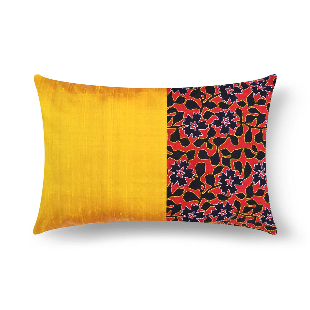Hand embroidered kantha silk pillow cover buy online