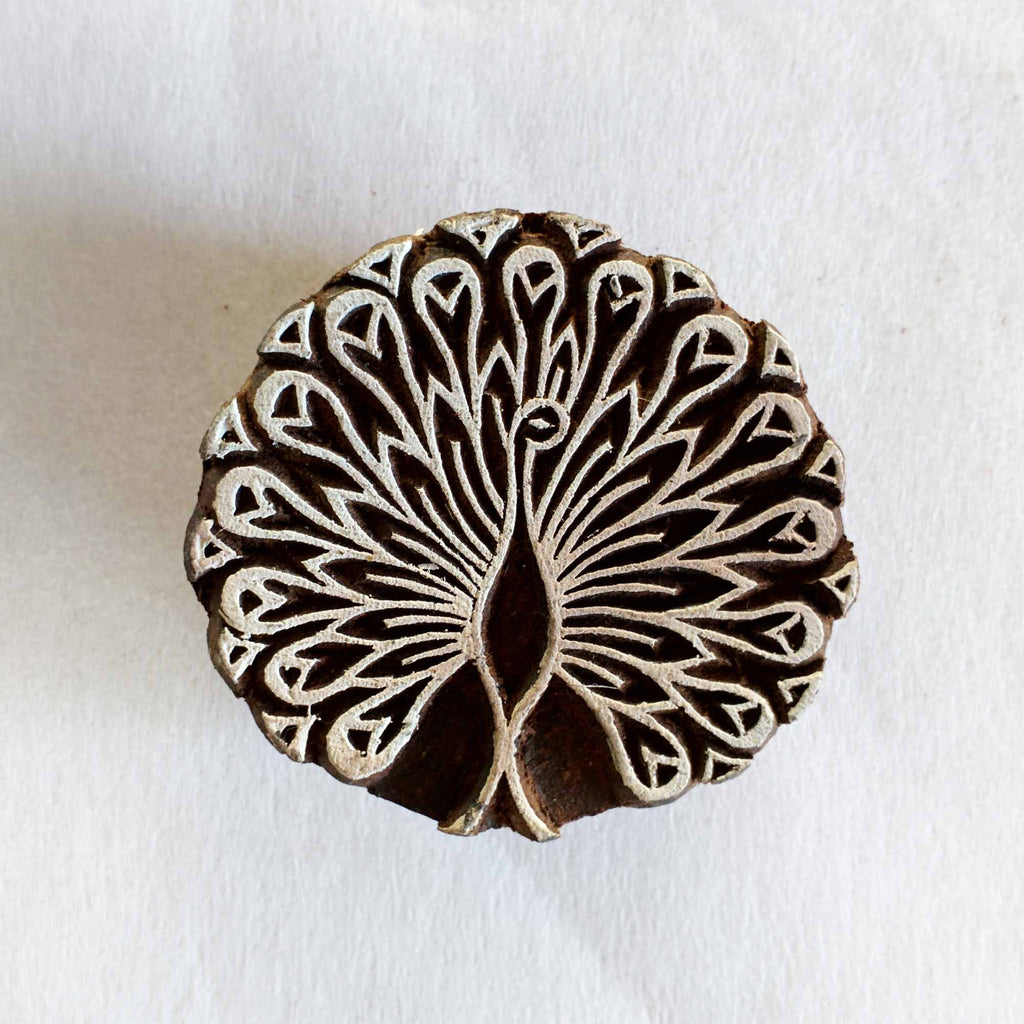 Peacock Wooden Block Printing Stamp for Fabric and Paper Printing