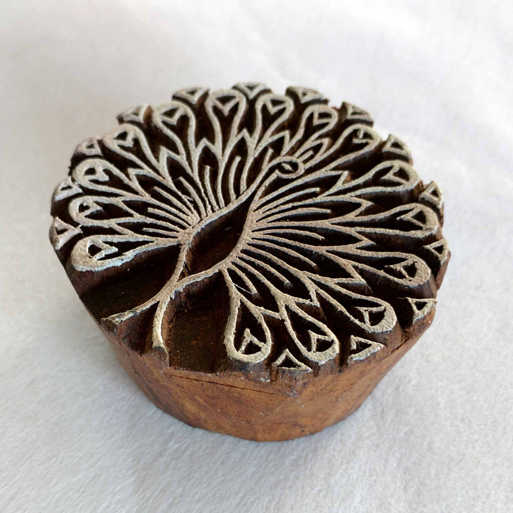 Peacock Wooden Block Printing Stamp for Fabric and Paper Printing