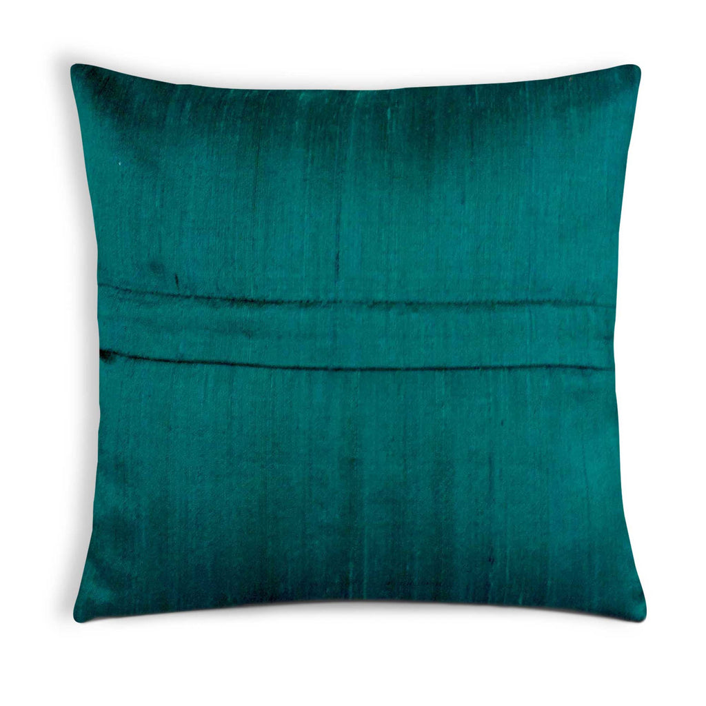 Buy Online Peacock Blue Pure Raw Silk Cushion Cover
