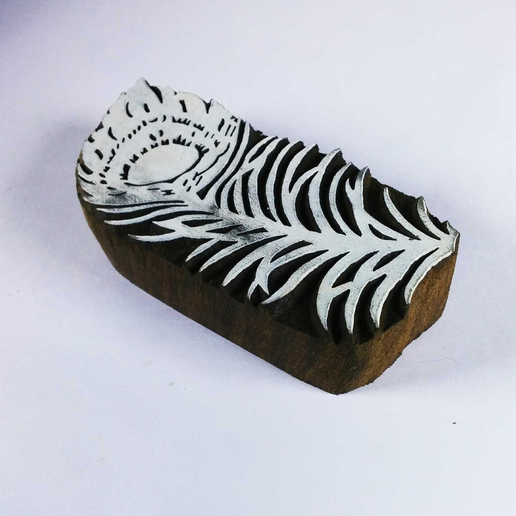 Made in India Peacock Feather Block Printing Stamp