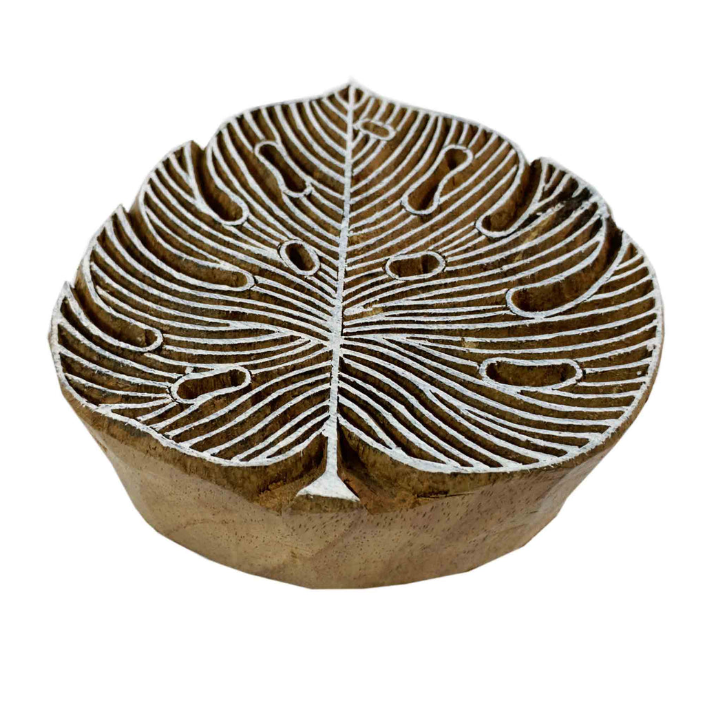 Tree leaf wood stamp for textile and paper printing