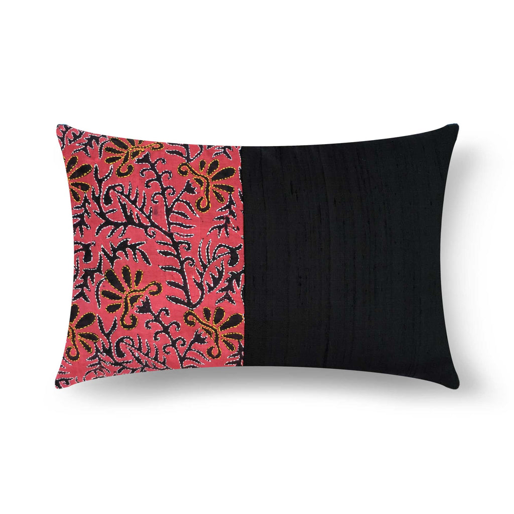 Kantha embroidery silk pillow cover