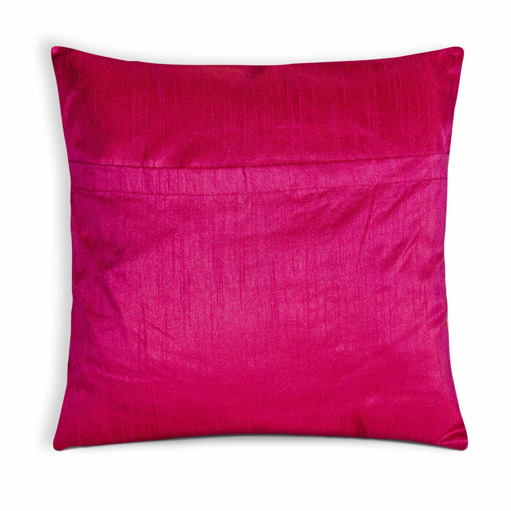 Magenta Green Gold Brocade Silk Pillow Cover