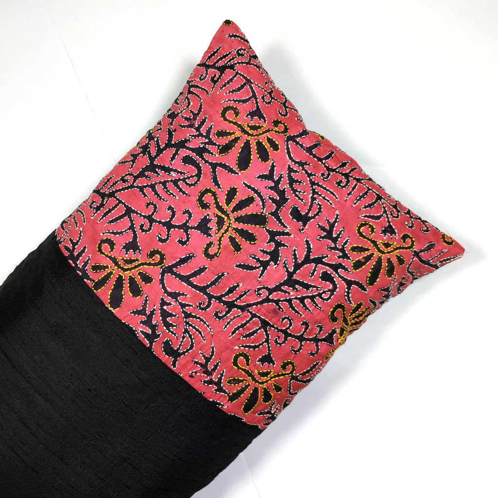 Hand embroidered pure silk lumbar cushions buy from DesiCrafts
