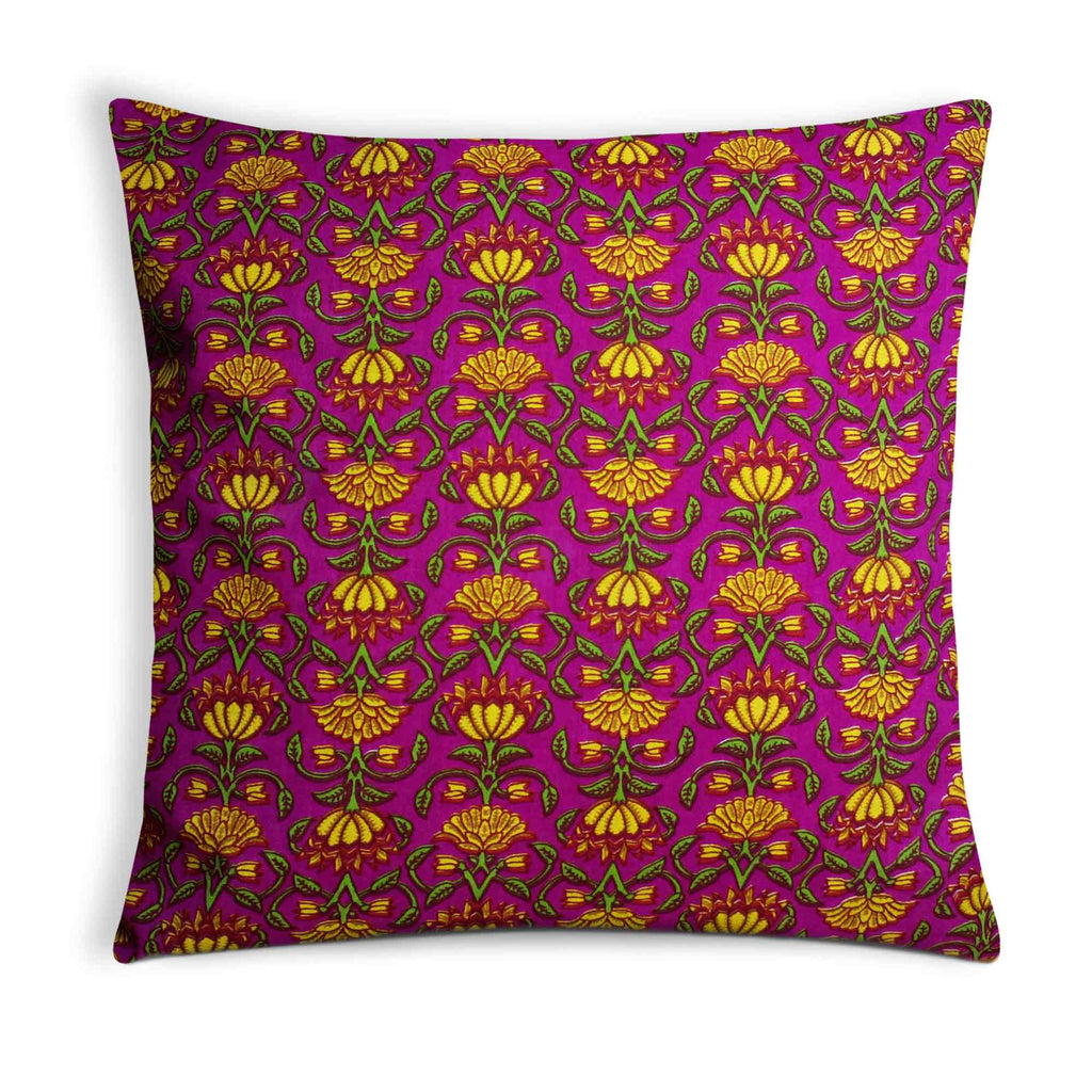 Yellow and Pink Cotton Cushion Cover