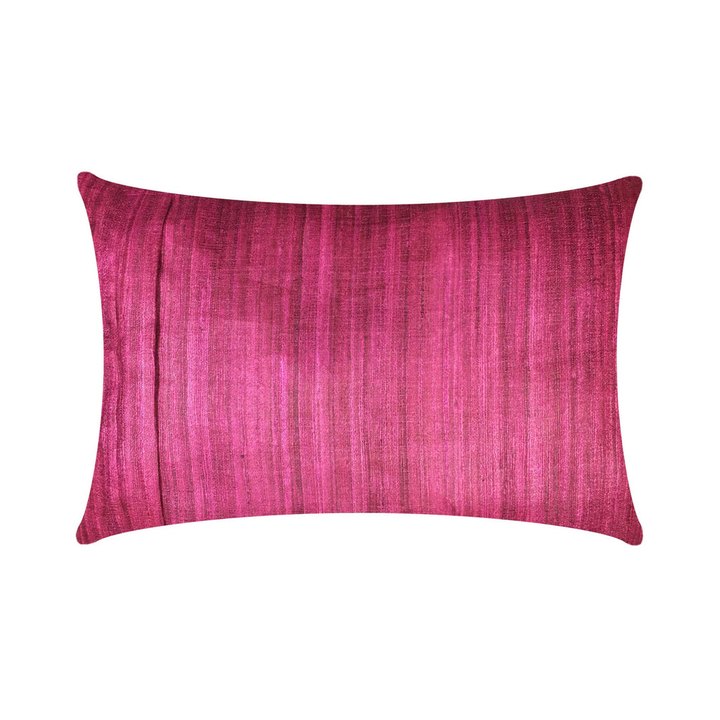 Zipper style Solid magenta tussar silk pillow cover buy online