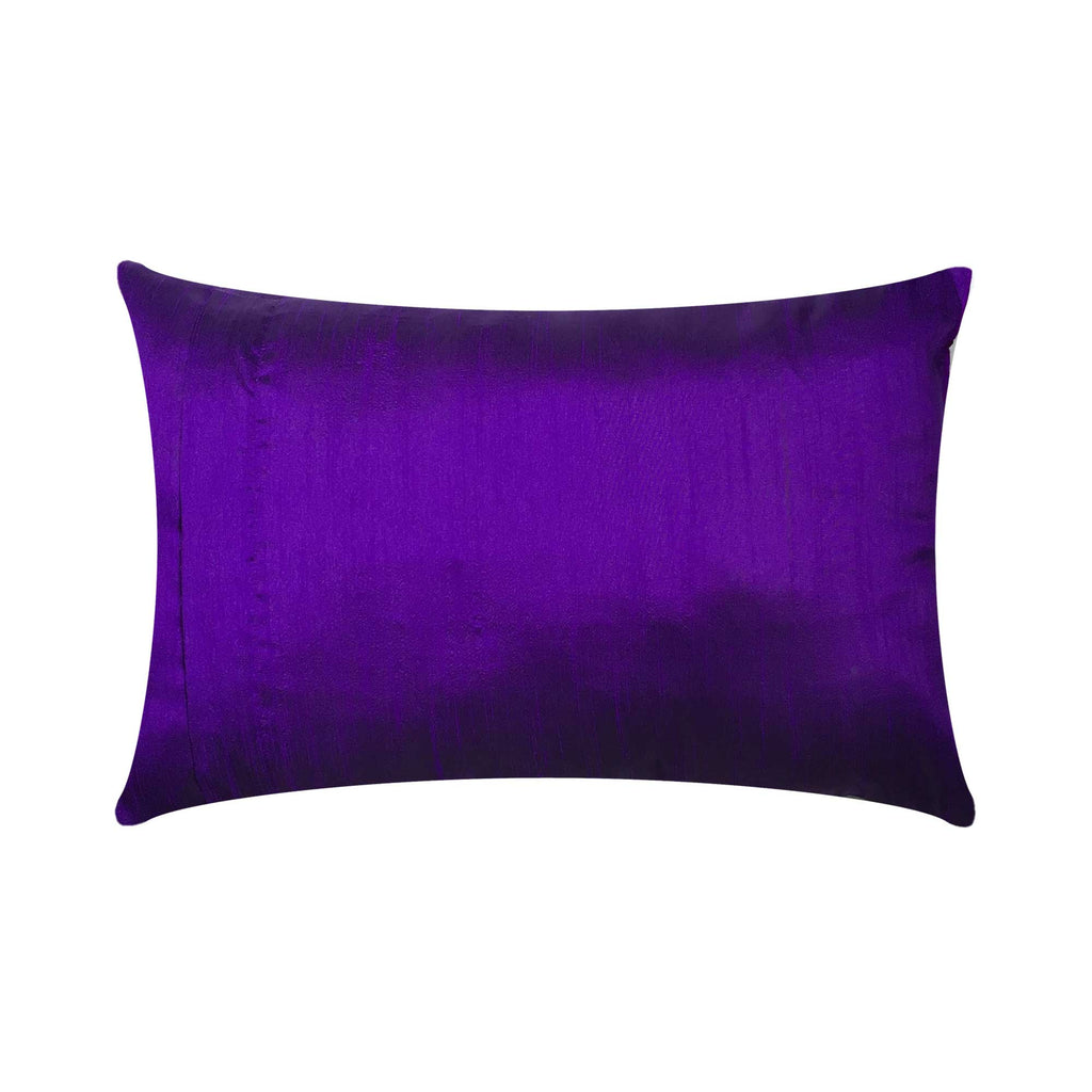 Zipper closing Red Purple and Gold Floral Silk Pillow Cover