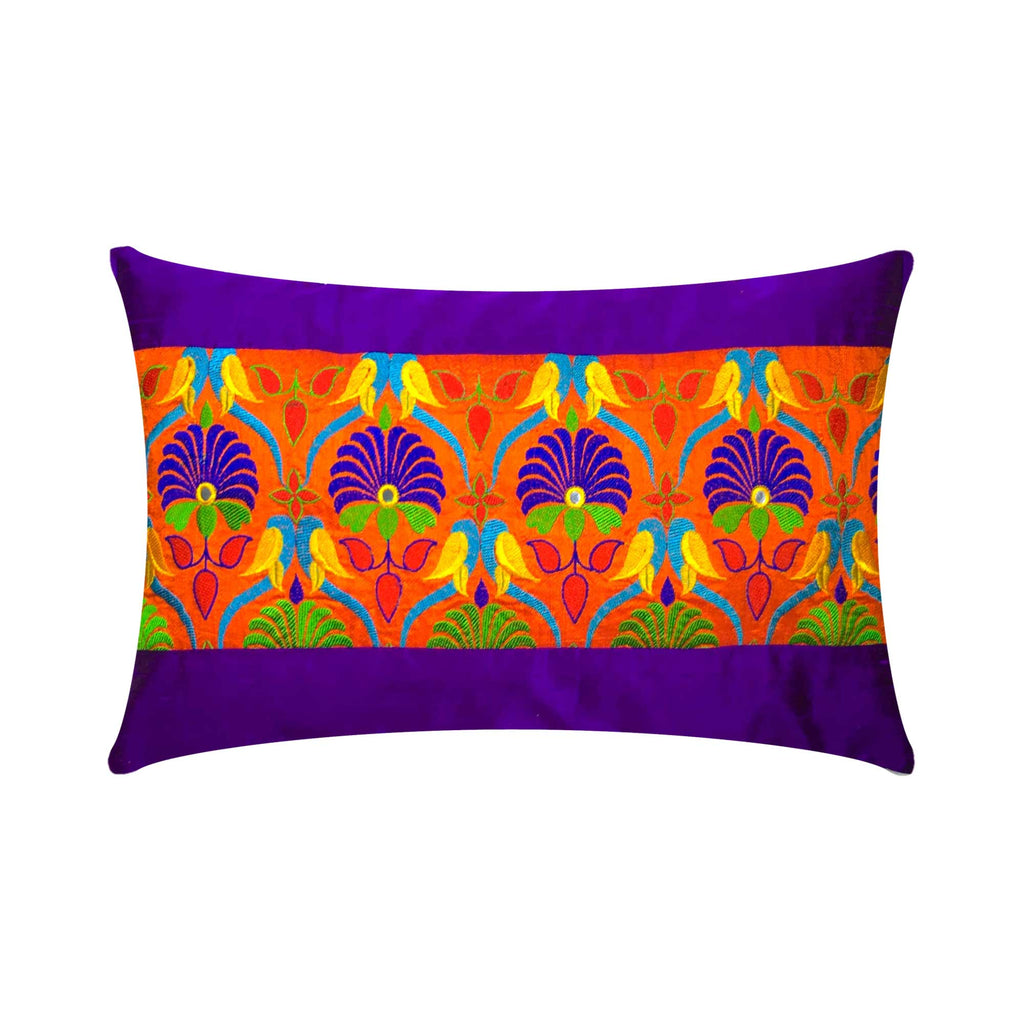 Orange Purple Kutch Embroidery Pillow Cover Buy Online
