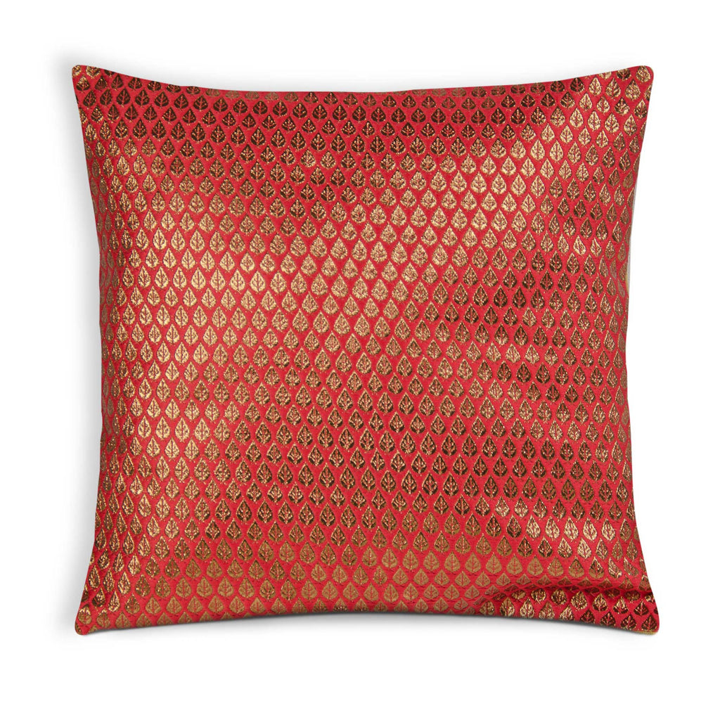 red and gold silk pillow cover