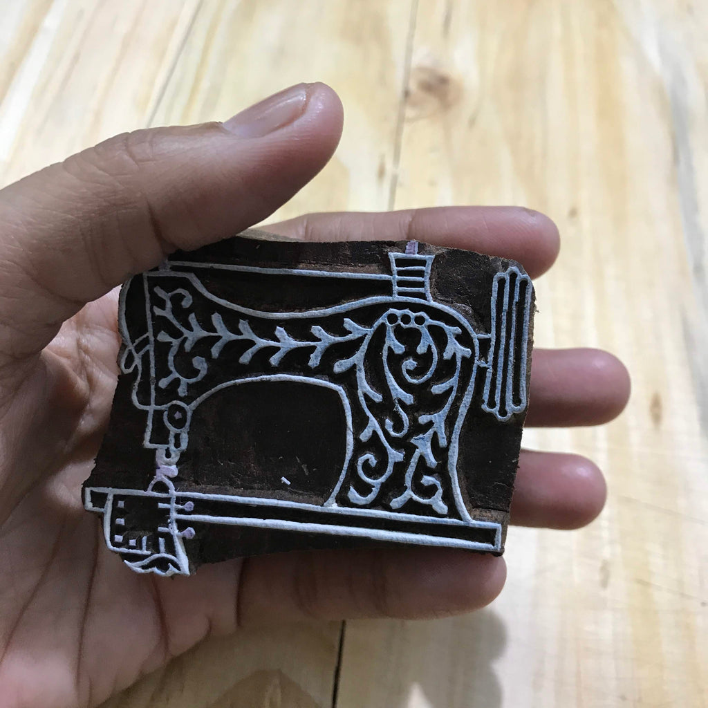 Sewing Machine Hand Block Printing Wooden Stamp