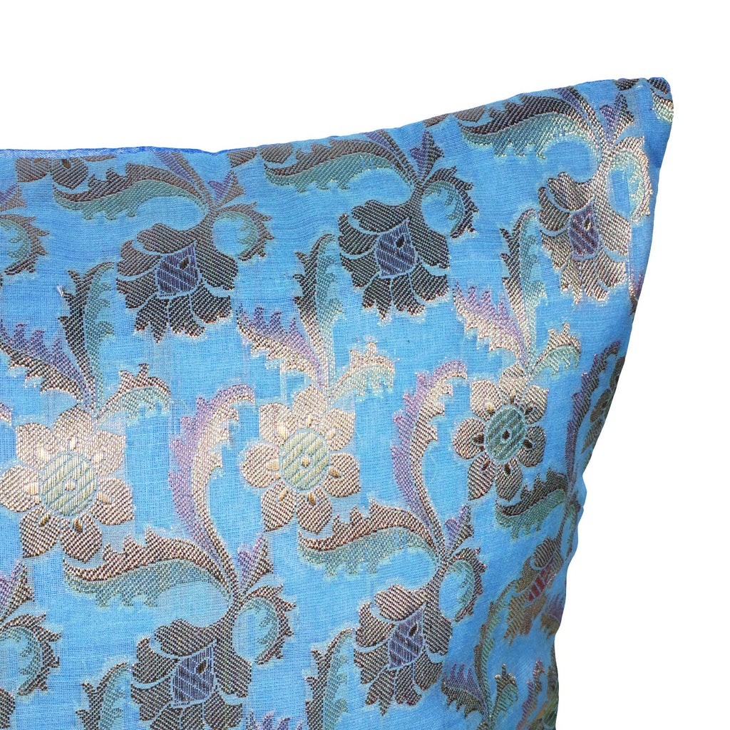 Sky and Gold Silk Pillow Cover