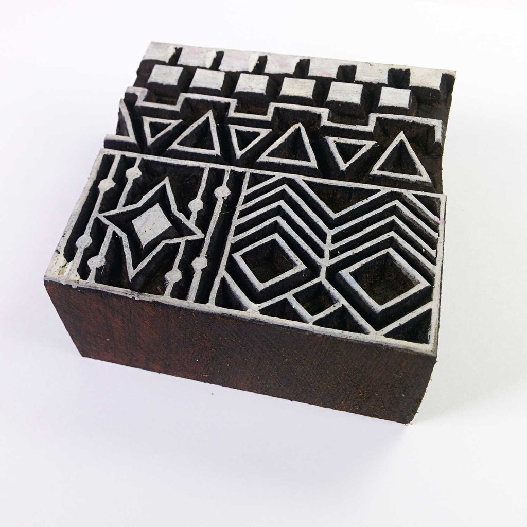 Tribal Pattern Square Wooden Stamp