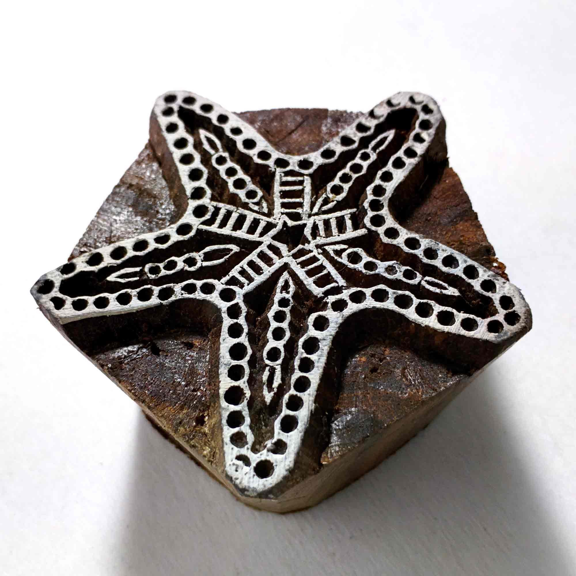 Round Double Star Rubber Stamp