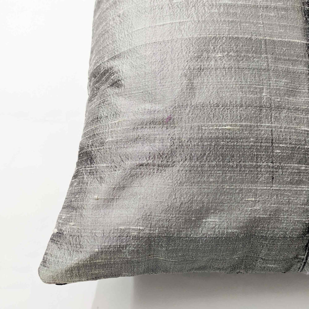 Grey Raw Silk Cushion Cover