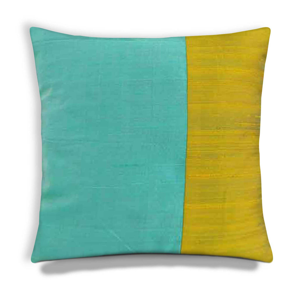 aqua and mint colorblock pillow cover