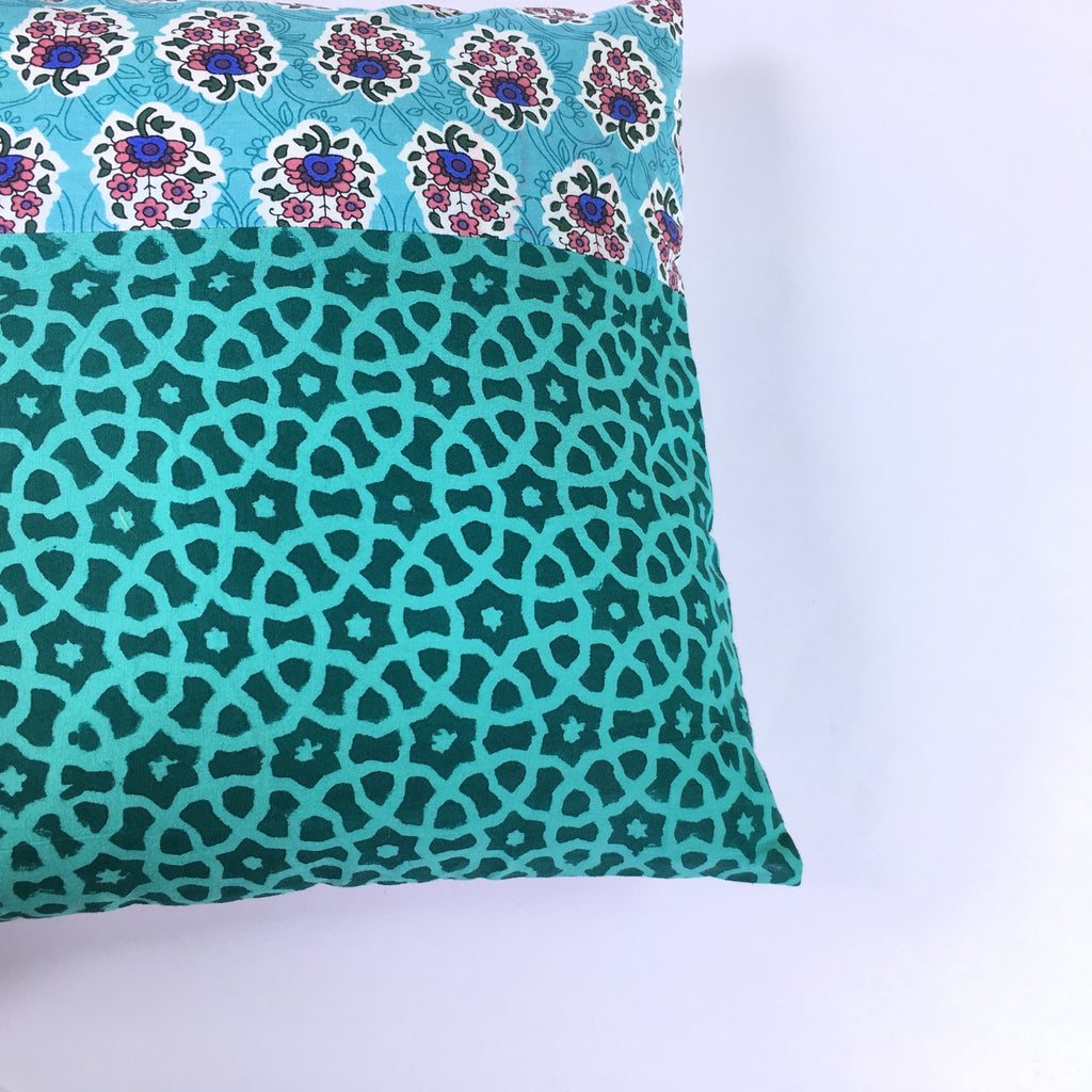 Teal Patchwork Cushion Cover